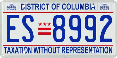 DC license plate ES8992