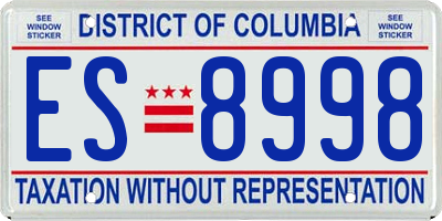 DC license plate ES8998