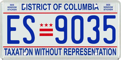 DC license plate ES9035