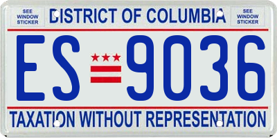DC license plate ES9036
