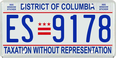 DC license plate ES9178