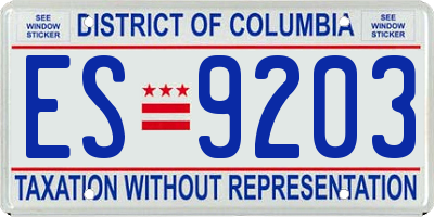 DC license plate ES9203