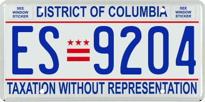 DC license plate ES9204