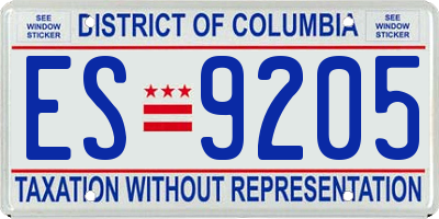 DC license plate ES9205