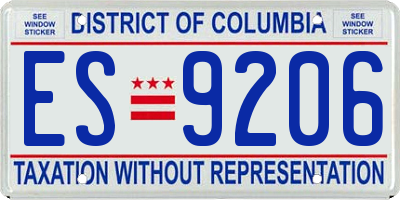 DC license plate ES9206