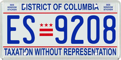 DC license plate ES9208