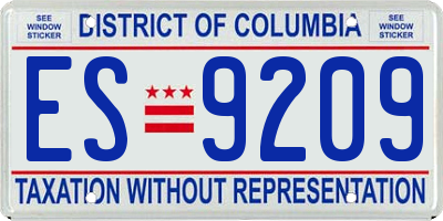 DC license plate ES9209