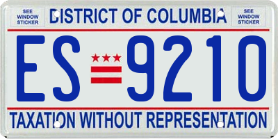 DC license plate ES9210