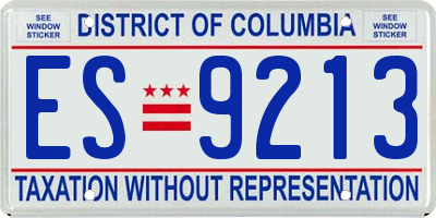 DC license plate ES9213