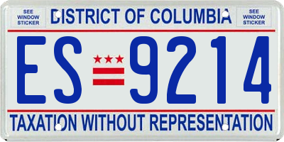 DC license plate ES9214