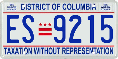 DC license plate ES9215