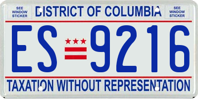 DC license plate ES9216