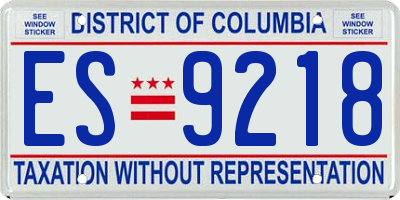 DC license plate ES9218