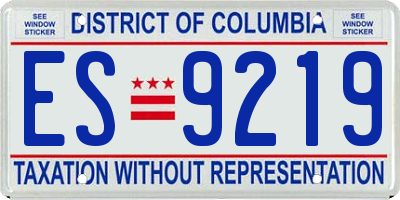 DC license plate ES9219