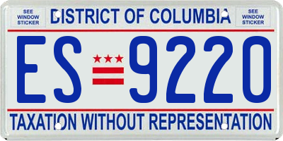 DC license plate ES9220