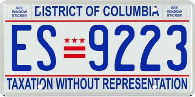 DC license plate ES9223