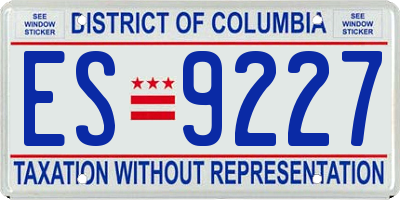 DC license plate ES9227