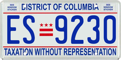 DC license plate ES9230