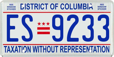 DC license plate ES9233