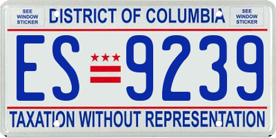 DC license plate ES9239