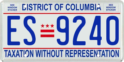 DC license plate ES9240