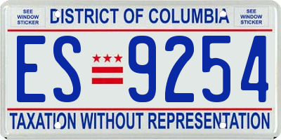 DC license plate ES9254