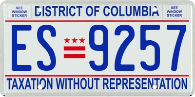 DC license plate ES9257