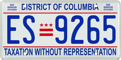 DC license plate ES9265