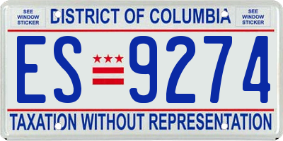 DC license plate ES9274