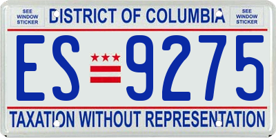 DC license plate ES9275
