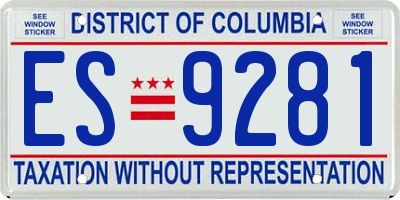 DC license plate ES9281