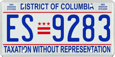 DC license plate ES9283