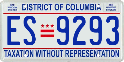 DC license plate ES9293