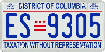 DC license plate ES9305