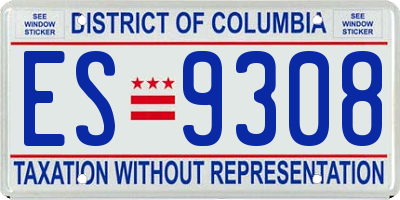 DC license plate ES9308