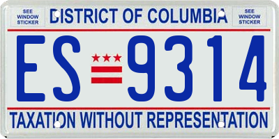 DC license plate ES9314
