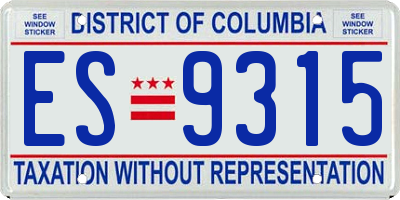 DC license plate ES9315