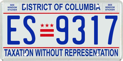 DC license plate ES9317