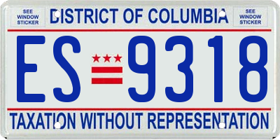 DC license plate ES9318