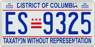 DC license plate ES9325