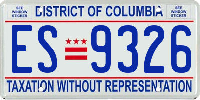 DC license plate ES9326