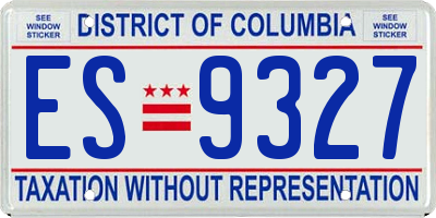 DC license plate ES9327