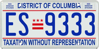 DC license plate ES9333