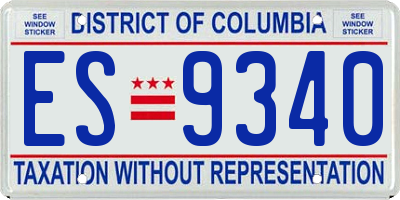 DC license plate ES9340