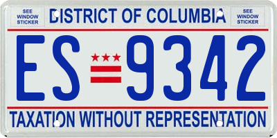 DC license plate ES9342