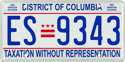 DC license plate ES9343