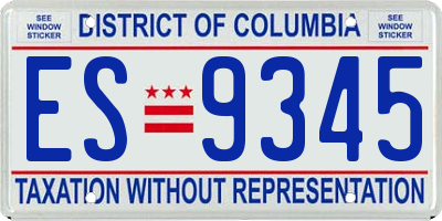 DC license plate ES9345