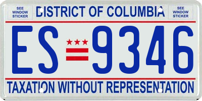 DC license plate ES9346