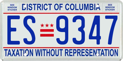 DC license plate ES9347