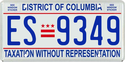 DC license plate ES9349